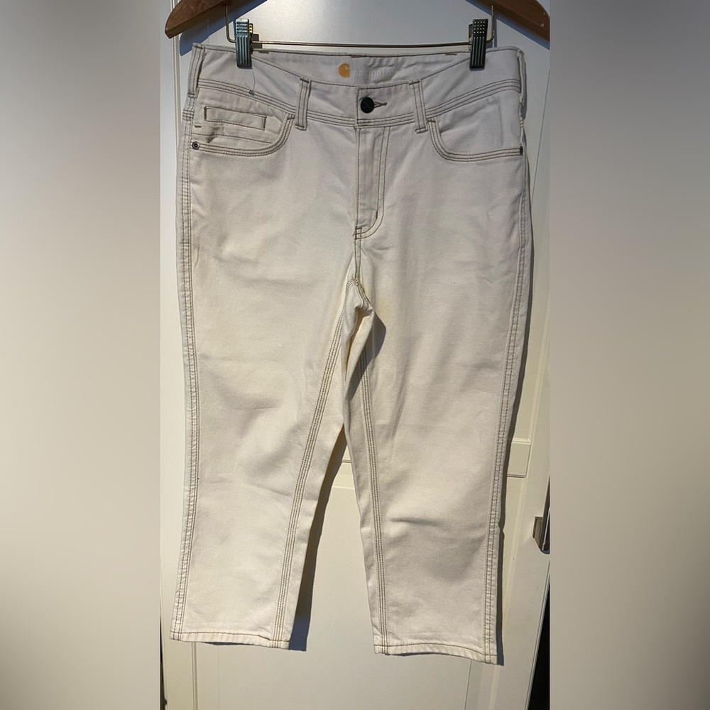 Carhartt Women’s Original Fit Cropped Antique White Jeans Sz 6